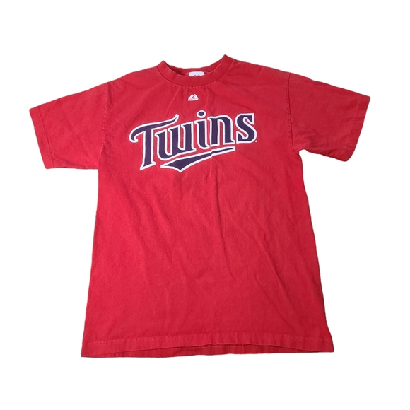 Minnesota Twins Shirt Danny Valencia Alternate Red Tee Majestic MLB Medium #19 - Picture 1 of 7